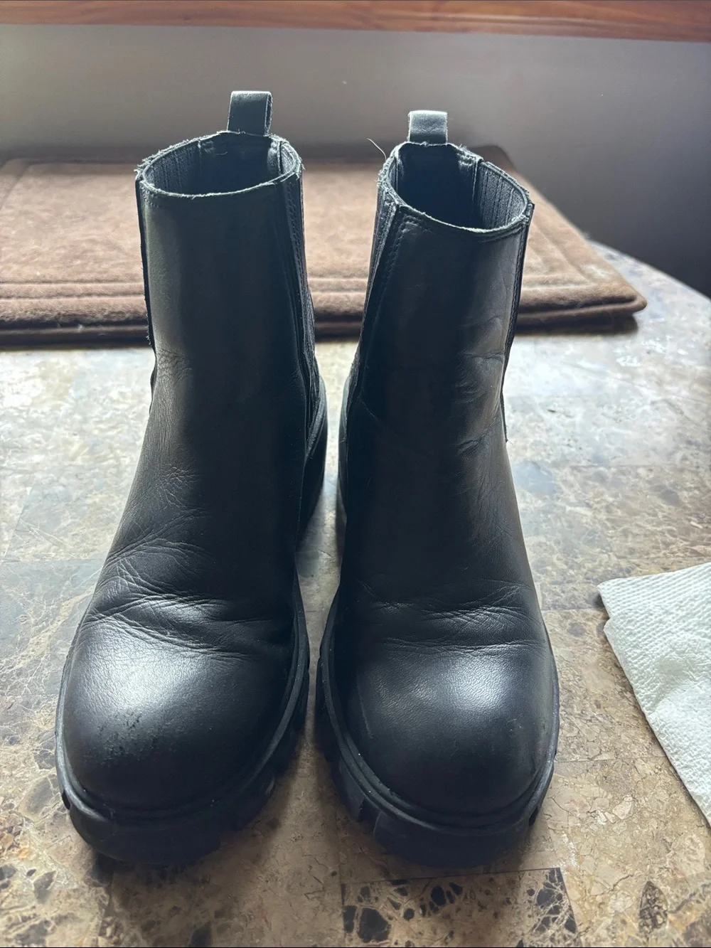Steve Madden Black Leather Ankle Boots